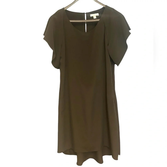 Halston black silk dress size M excellent condition flutter sleeves great dress - Picture 1 of 10